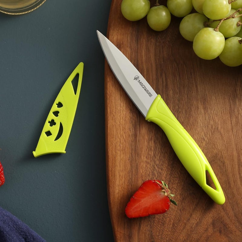 Magiware Paring Knife, 8PCS Paring Knife Set with Cover, Small Kitchen Vegetable Fruit Knives, 3.5 Inch Ultra Sharp PP Handle - Image 3